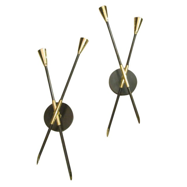 Bespoke Brass and Bronze Sconces Inspired by Midcentury Design - a Pair For Sale - Image 13 of 13