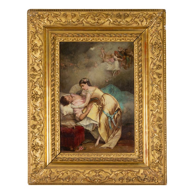 Jean Baptiste Antoine Emile Beranger, Neoclassical Romantic Love Scene, 19th Century, Oil on Canvas For Sale