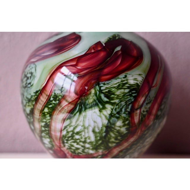 Green and Red Murano Glass Lamp Base, 1980s For Sale - Image 4 of 12