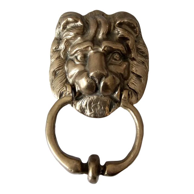 Vintage Brass Lion Door Knocker For Sale