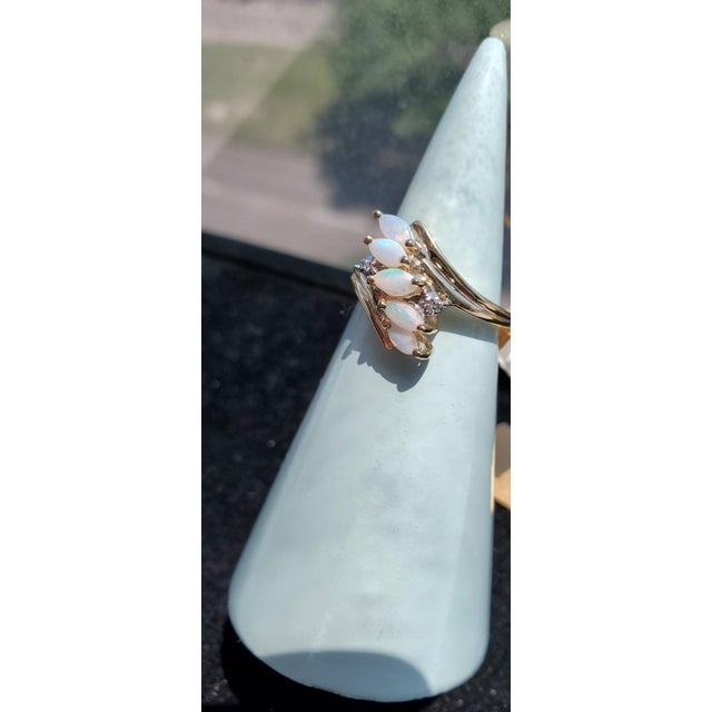 Marquise Opal Ring 14k Yellow Gold, Size 8 For Sale - Image 4 of 4