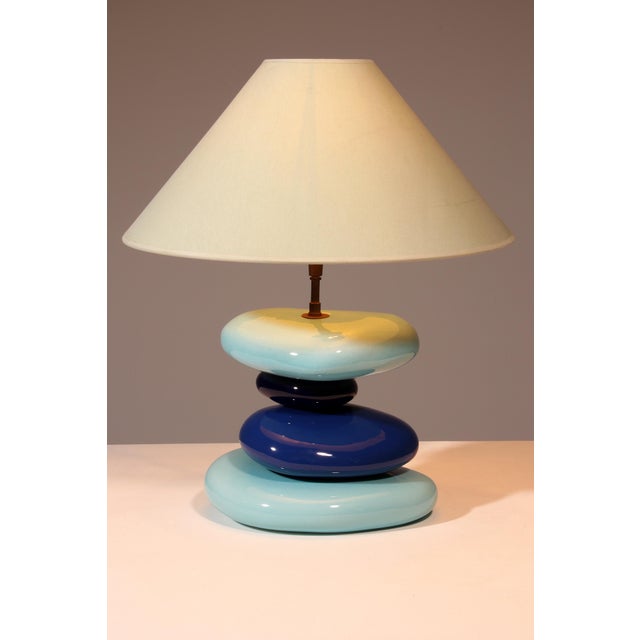 Mid-Century Modern France Pebble Table Lamp by François Chatain, 1980s For Sale - Image 3 of 15