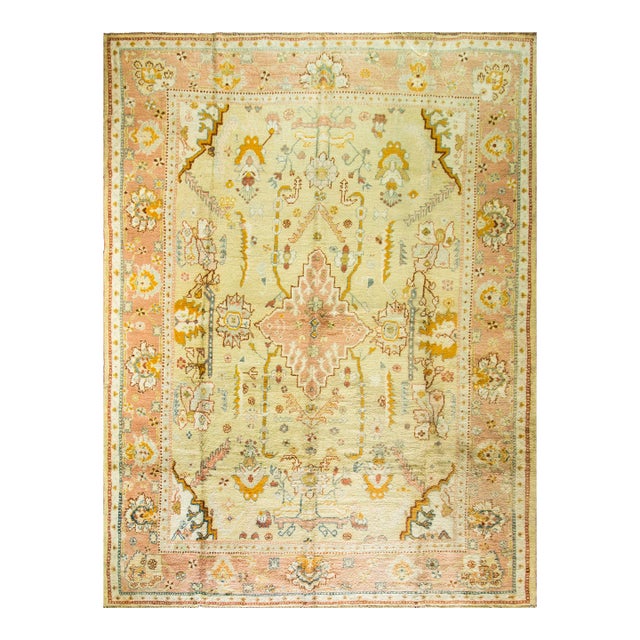 Antique Oushak Carpet , 10'9" X 14' #16474 For Sale