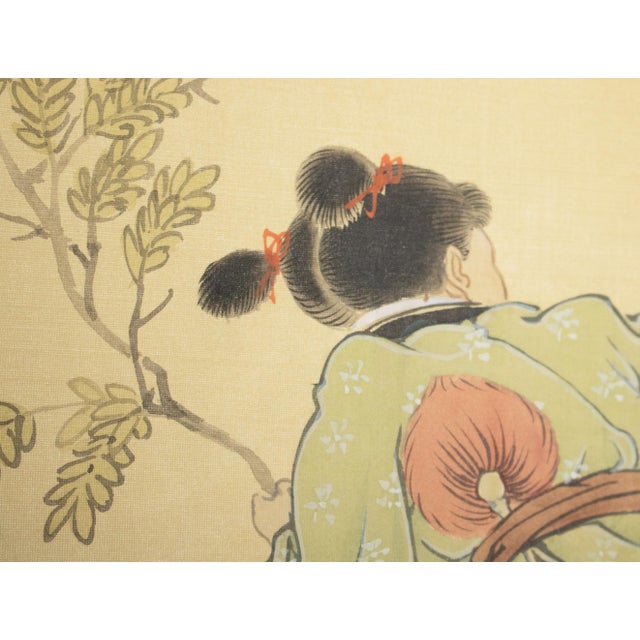 "Hide-and-Seek" by Lu Feng, Vintage Chinese Painted Silk Screen For Sale - Image 12 of 18