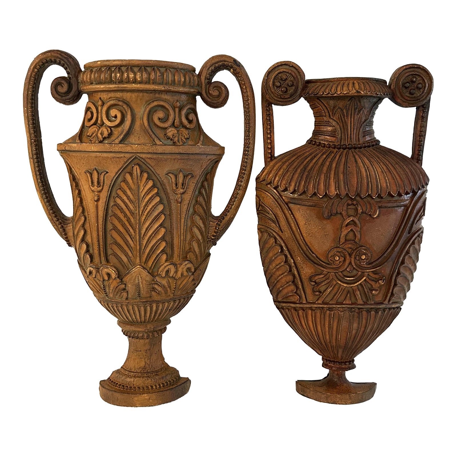 Large Mid-Century Neoclassical Design Wood Wall Pockets, a Pair | Chairish