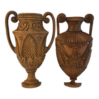 Large Mid-Century Neoclassical Design Wood Wall Pockets, a Pair For Sale