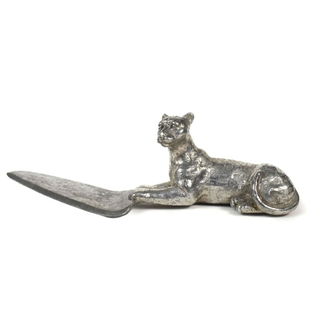 Silver Late 20th Century Small Pewter Cheetah Handle Design Cake Dessert Server For Sale - Image 8 of 8