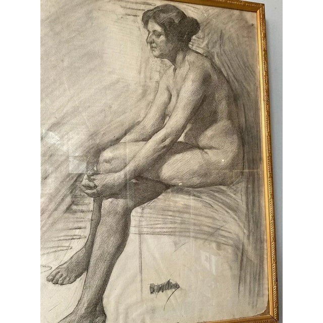Gray 1890s Pencil Drawing of Nude Woman For Sale - Image 8 of 12