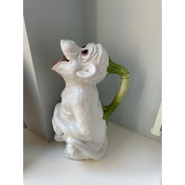 Shabby Chic Vintage Italian Ceramic Monkey Pitcher For Sale - Image 3 of 10