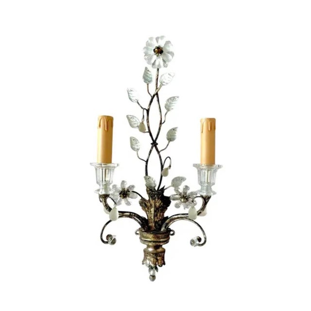 Baguès French Baguès Style Silver Leaf Wall Sconces, a Pair For Sale - Image 4 of 9