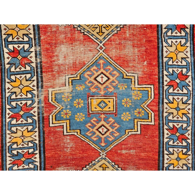Vintage Handwoven Caucasian Kazak Rug, Geometric Pattern, Red & Ivory, 4' x 7' For Sale - Image 15 of 18