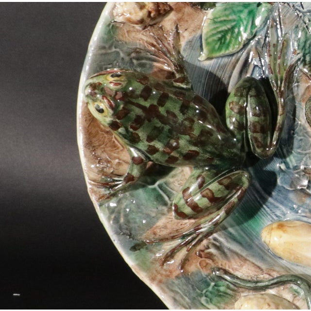 Late 19th Century French Majolica Palissy Dish, Longchamp For Sale - Image 5 of 14