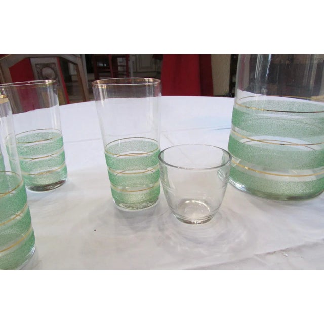 1950s Orangeade Service in Sandy Glass and Gilding, 1950s, Set of 7 For Sale - Image 5 of 6