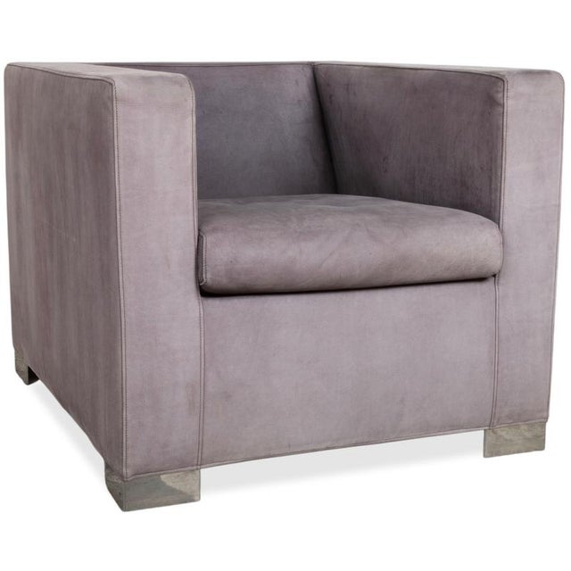 Suitcase Lounge Chair in Grey Lilac Suede and Chrome from Minotti For Sale - Image 17 of 17
