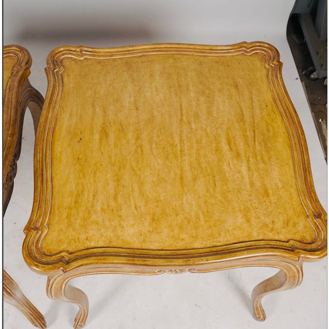 Late 20th Century Pair of Judson Rothschild Italian Rococo Louis XV Style End Tables | Distressed Walnut Finish For Sale In Los Angeles - Image 6 of 8