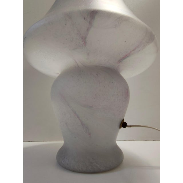 Vintage Italian White Murano Glass Table Lamp with Pink Marble Effect, 1970s For Sale - Image 11 of 16