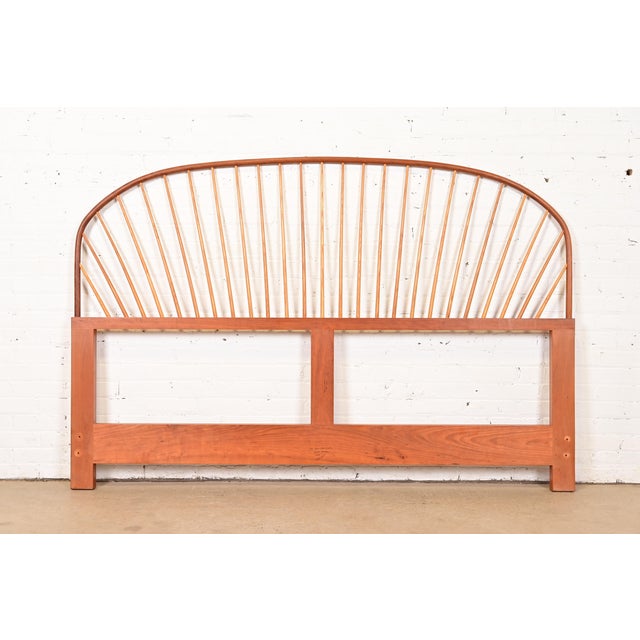 Brown Thomas Moser Shaker Carved Cherry Wood King Size Spindle Headboard For Sale - Image 8 of 8