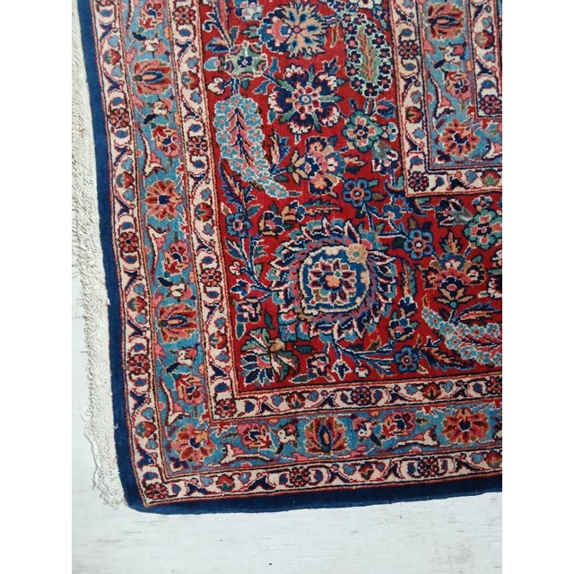 Late 20th Century Persian Hand-Knotted Rug – Rich Navy Field With Intricate Floral Medallion For Sale In Los Angeles - Image 6 of 7