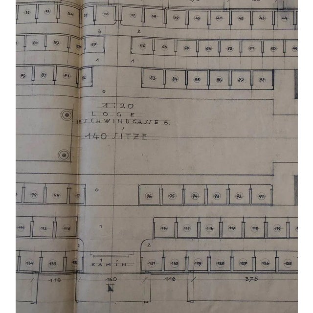 1930s Mason Lodge Schwindgasse Working Drawings by AnotherView, Vienna, 1930s, Set of 5 For Sale - Image 5 of 7