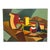 1953, Vivid Colored, Mid 20th Century Cubism Still Life Painting on Canvas, Signed, Dated For Sale