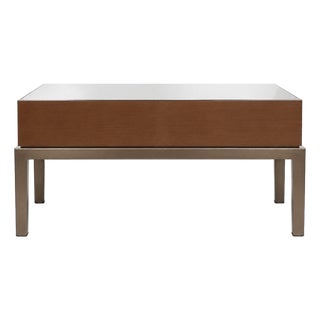 Custom-Made Solid Wood Coffee Table With Stainless Steel Finish For Sale
