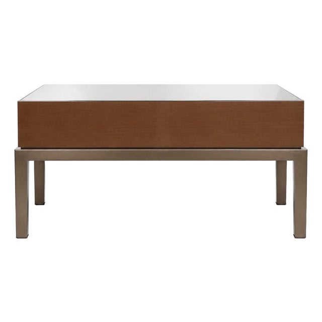 Custom-Made Solid Wood Coffee Table With Stainless Steel Finish For Sale