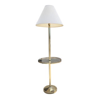 1980's Vintage MCM Brass and Glass Floor Lamp For Sale