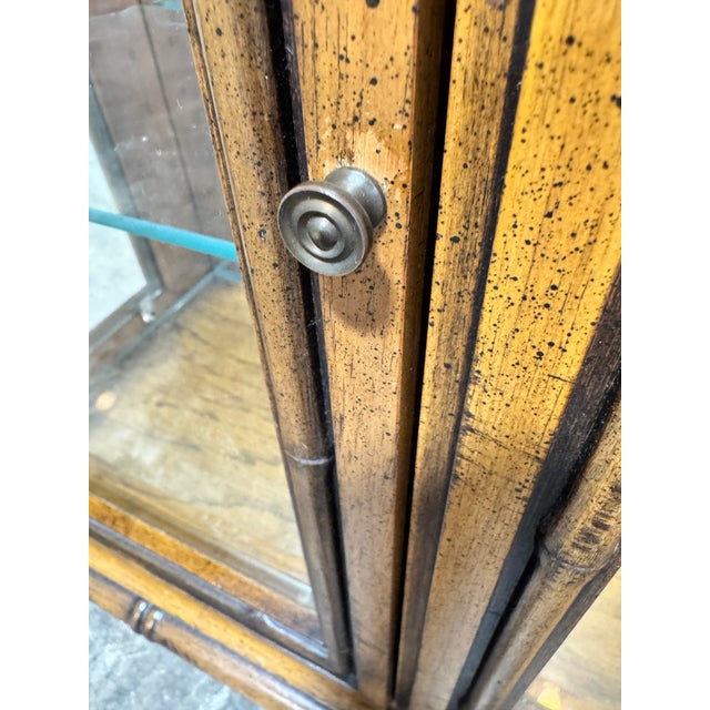 Brown Vintage Faux Bamboo Lighted Bar Bookcase Cabinets - A Pair For Sale - Image 8 of 12