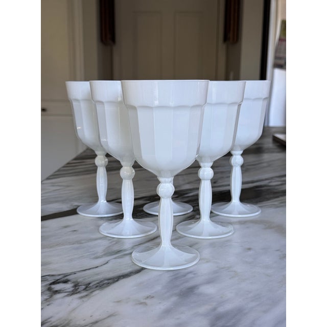 Glass Watts, London Florentine Renaissance White Goblets - Set of 6 For Sale - Image 7 of 12