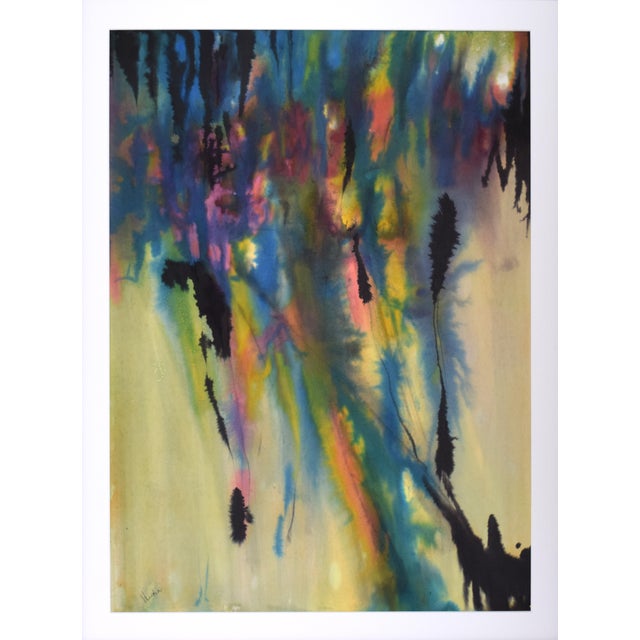 Vintage Abstract Expressionist watercolor painting by New York artist Gene Hutner (1921-1990). Watercolor on paper,...