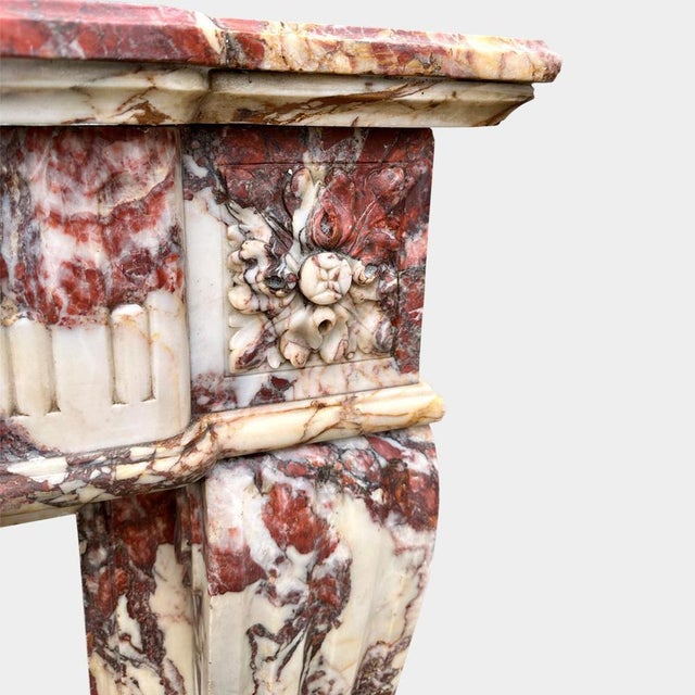 Stone Large Louis Xvi Breche Marble Fireplace Mantel, 1800 For Sale - Image 7 of 11