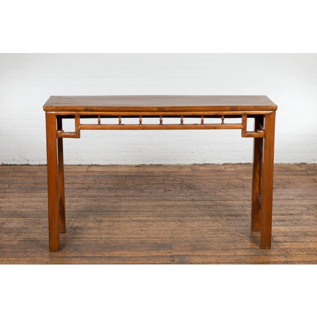 Chinese Late Qing Dynasty Altar Console Table with Foliage Carved Apron For Sale - Image 4 of 13