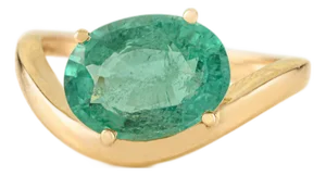 Designer 2.43 Carat Genuine Emerald Wave Chunky 14k Gold Ring Size 6.5