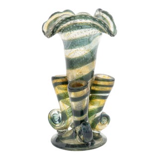 Italian Striped Art Glass Epergne For Sale