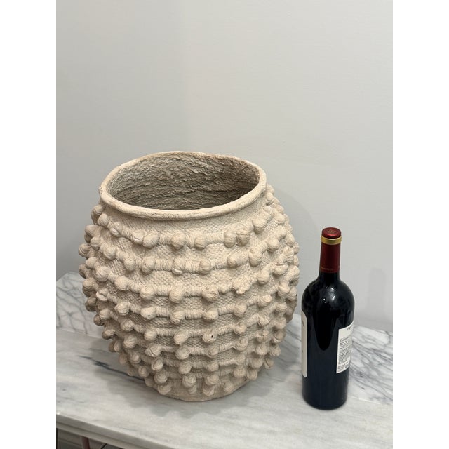 2020s Anthropologie Minka Textured Ceramic Pot — Large Sculptural Statement Planter For Sale - Image 5 of 6