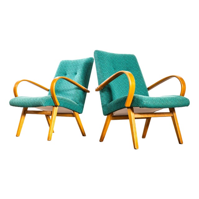 Teal Armchair with Maze Effect, 1960s For Sale