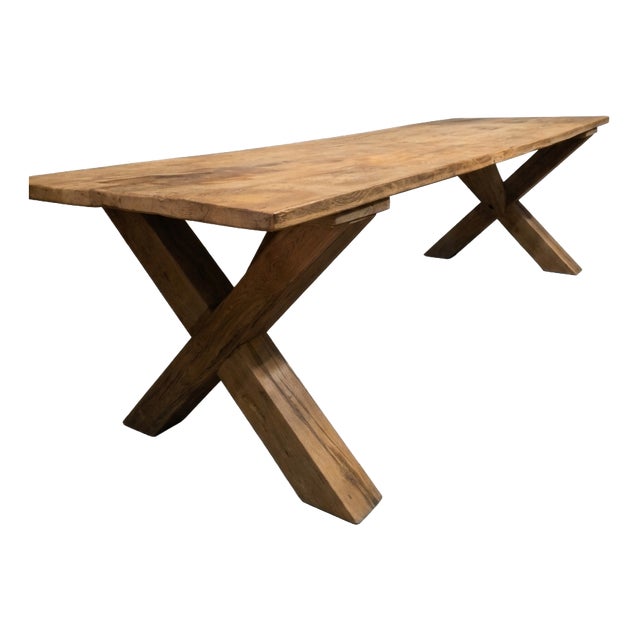 Large Architectural Dining Table in Wood, 1870 For Sale