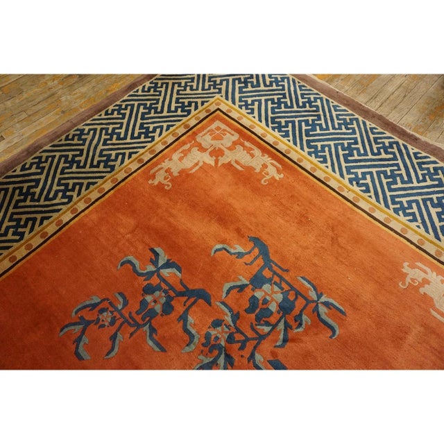 Antique Chinese Yellow Room Size Wool Rug, Country of Origin: China, Circa Date: 1920s. This magnificent example of early...