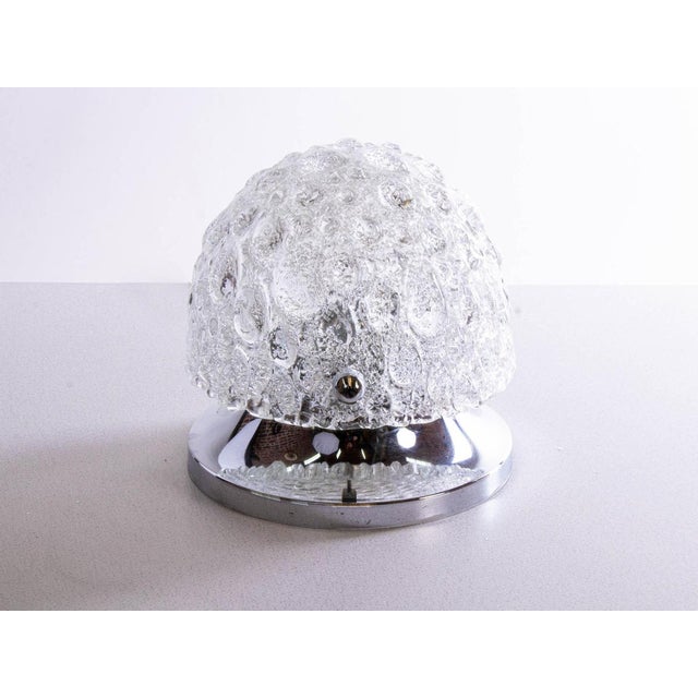 Mushroom Flush Mount in Murano Ice Glass & Chrome from Hillebrand, 1960s, Germany For Sale - Image 3 of 6