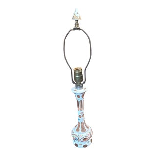 Bohemian Hand Painted Glass Lamp With Matching Finial For Sale