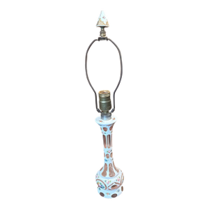 Bohemian Hand Painted Glass Lamp With Matching Finial