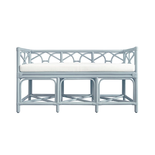 Matthew Izzo Home - Ferguson Light Blue Bench With Ivory Performance Linen Cushion For Sale - Image 9 of 9
