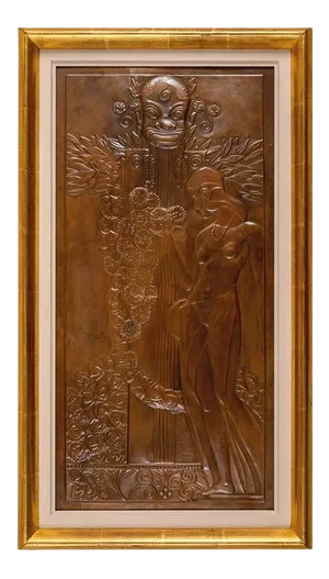 Secessionist Panel with Nymph at the Fountain by Georg Klimt, 1900s
