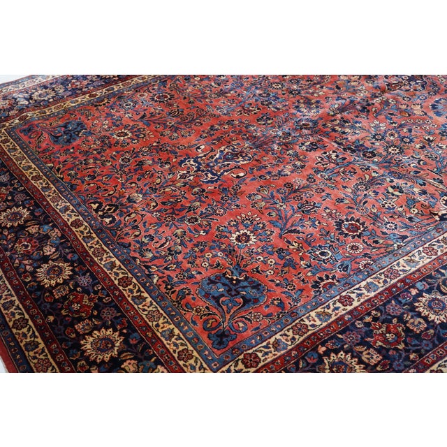 Persian Antique Persian Kashan Rug 9'0'' X 14'1'' For Sale - Image 3 of 6