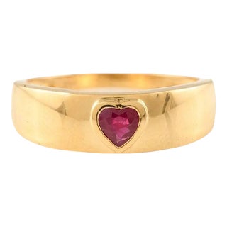 Heart Ruby Dome Ring Size 10.5 For Sale