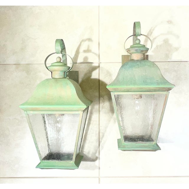 Pair of Vintage Solid Brass Lanterns - Timeless Elegance for Your Home For Sale - Image 12 of 18