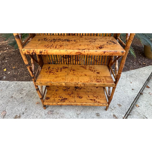 Mid 20th Century Mid 20th Century Hollywood Regency Bamboo Rattan Étagère Bookcase For Sale - Image 5 of 10