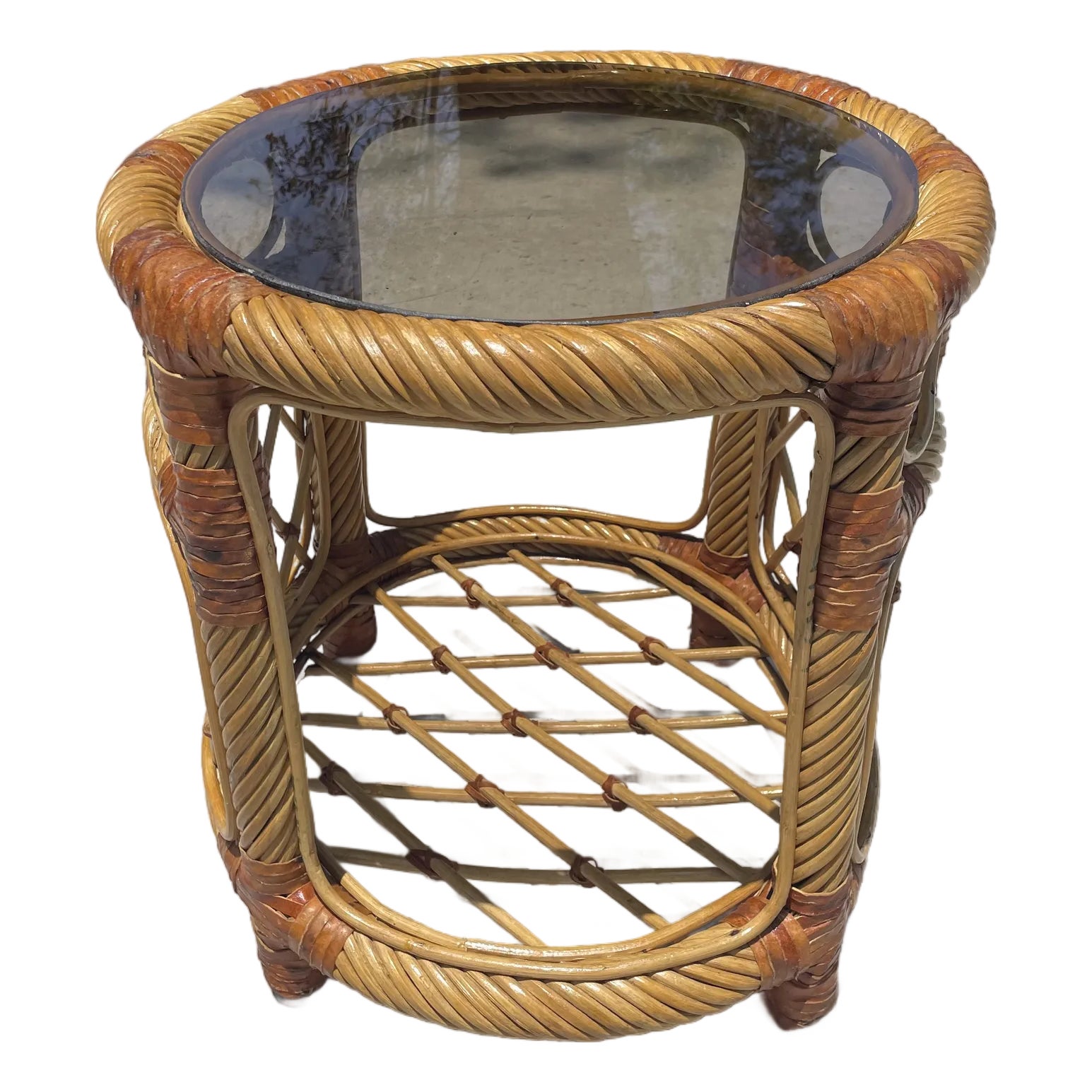 Vintage Rattan Twisted Pencil Reed Side Table | Chairish