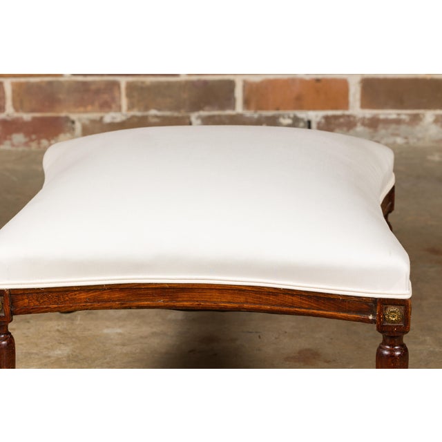 French Turn of the Century Ottoman with Giltwood Rosettes and Upholstery, 1900s For Sale - Image 11 of 12