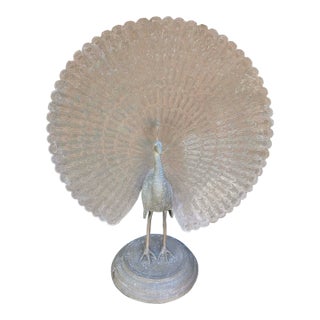 Vintage Brass Peacock Statue Handmade Huge Sculpture For Sale
